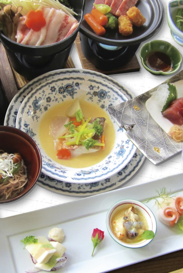写真は宿泊者用ご夕食の一部（イメージ）。
料理内容はプランや季節などで変わります。